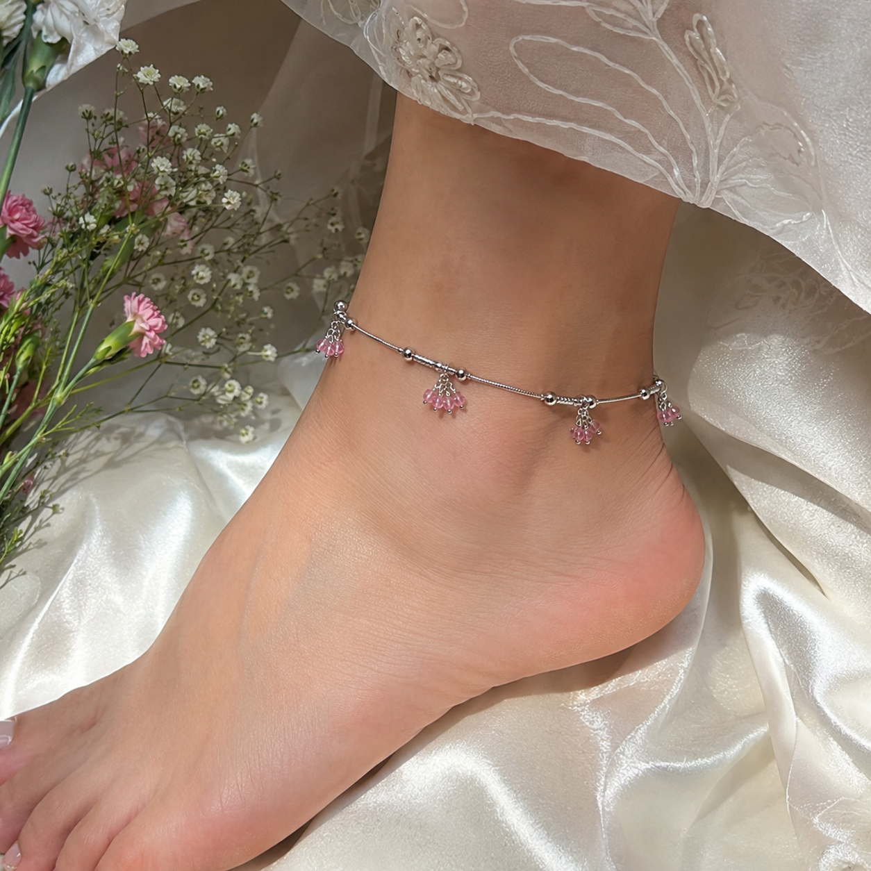 Rosé Crystal Anklet